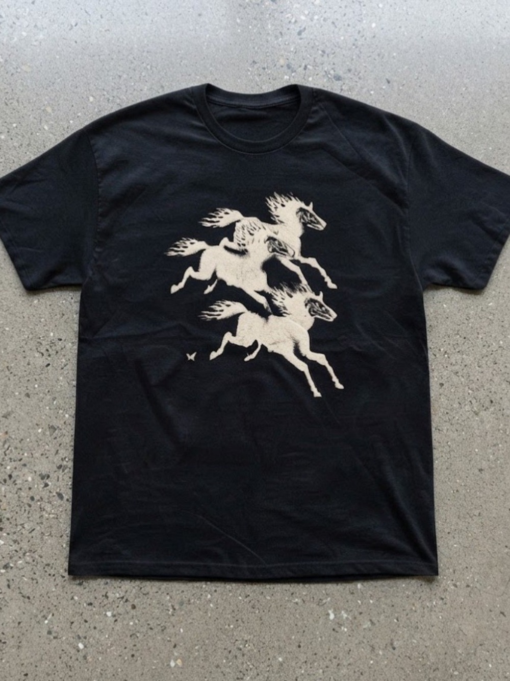 Running Horses Wildlife Graphic Black Cotton Gildan T-Shirt